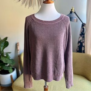 Philosophy Antique Purple Cable Knit Sweater 100% Cotton